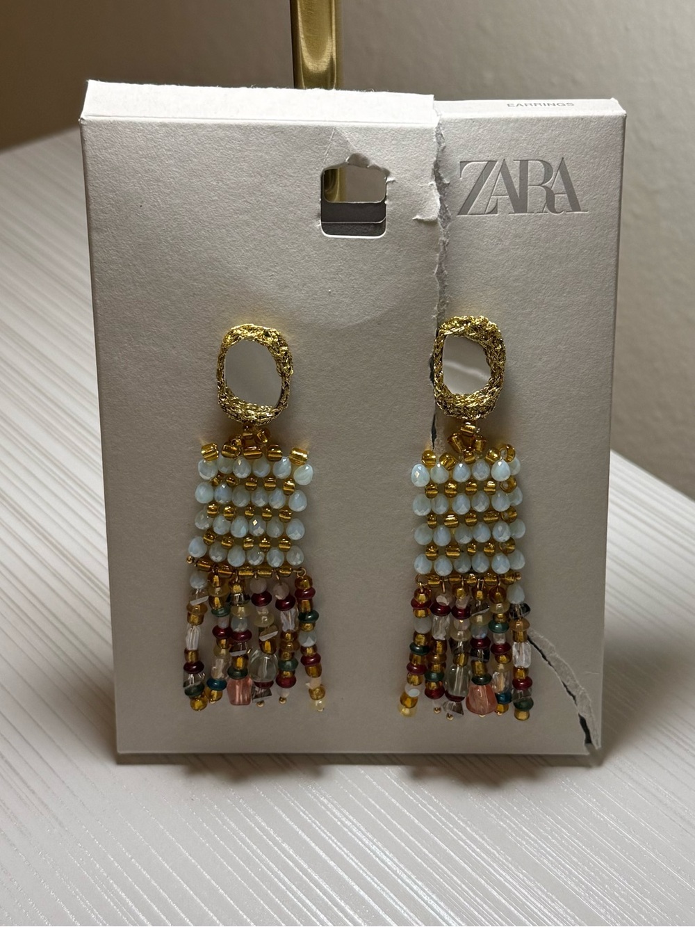 Zara Mirror Crochet Bead Earrings - Picture 3 of 4